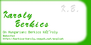 karoly berkics business card